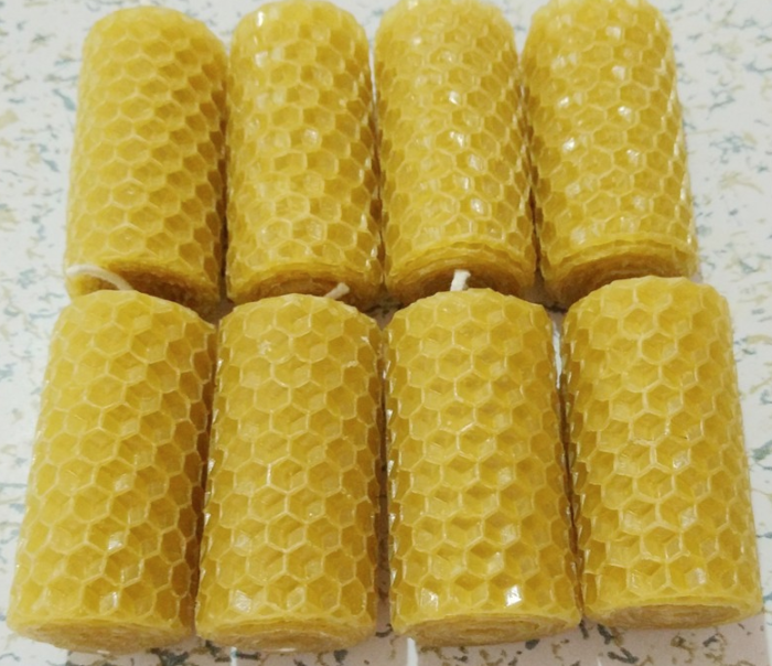 נרות שעוות דבורים טבעית מגולגלים בעבודת יד (סט של 8)