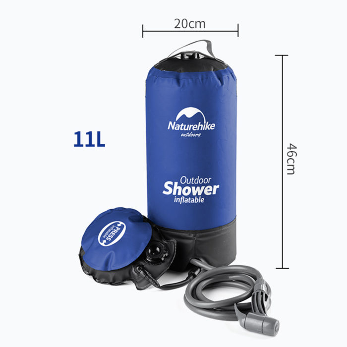 מקלחת קמפינג מתקפלת 11 ליטר עם משאבת אוויר מובנית ללחץ מים