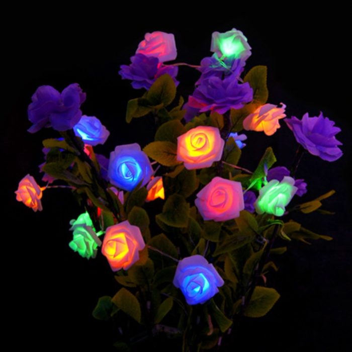 10 ורדים עם תאורת לד