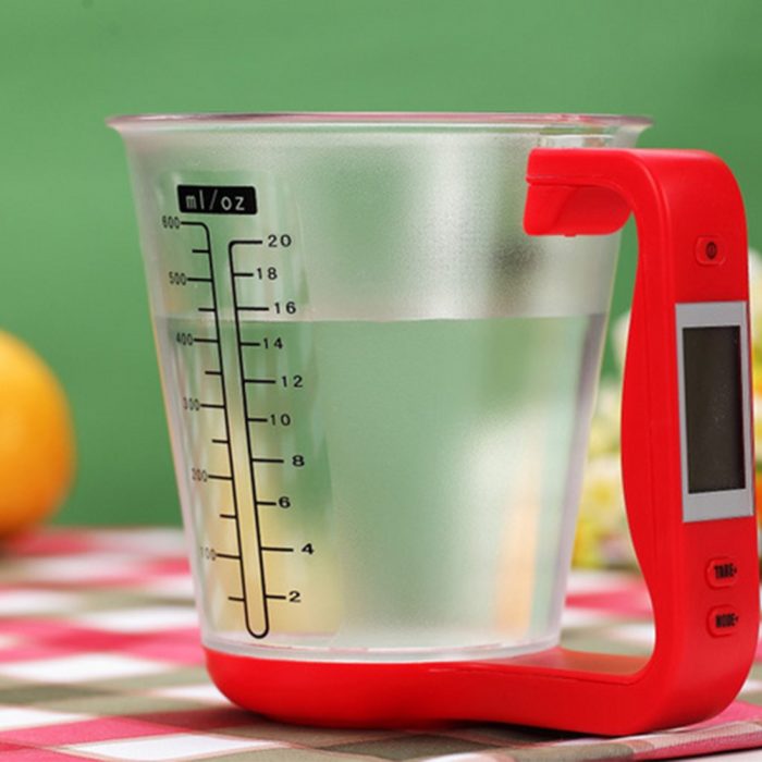 כוס דיגיטלית למדידת מ"ל, משקל וטמפרטורה