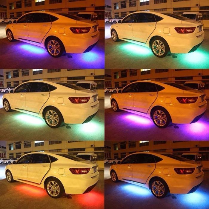תאורת לד מתחת לרכב במגוון צבעים הנשלטת באמצעות אפליקציה