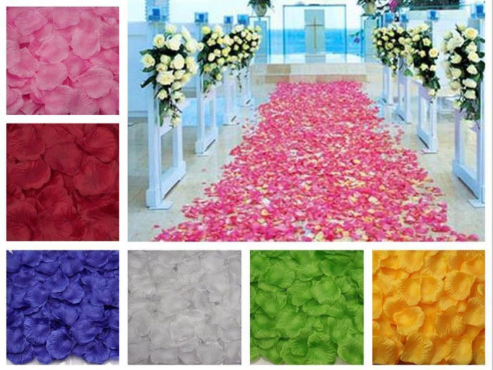 1,000 חתיכות עלי ורדים מפלסטיק לקישוט במגוון צבעים