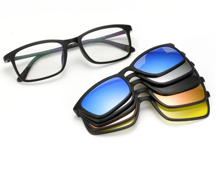 משקפי שמש עם 5 עדשות מגנטיות מתחלפות בצבעים שונים