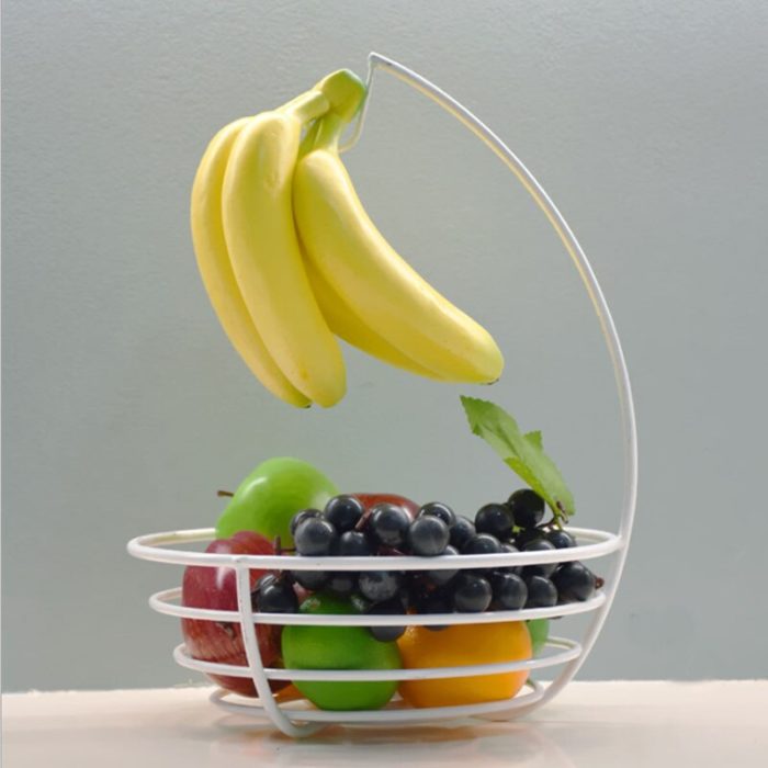סלסלה דקורטיבית לאחסון פירות ותליית בננות לשמירה על טריות