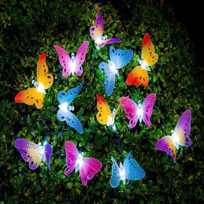 12 פרפרים סולאריים עם נורות לד צבעוניות לקישוט הגינה