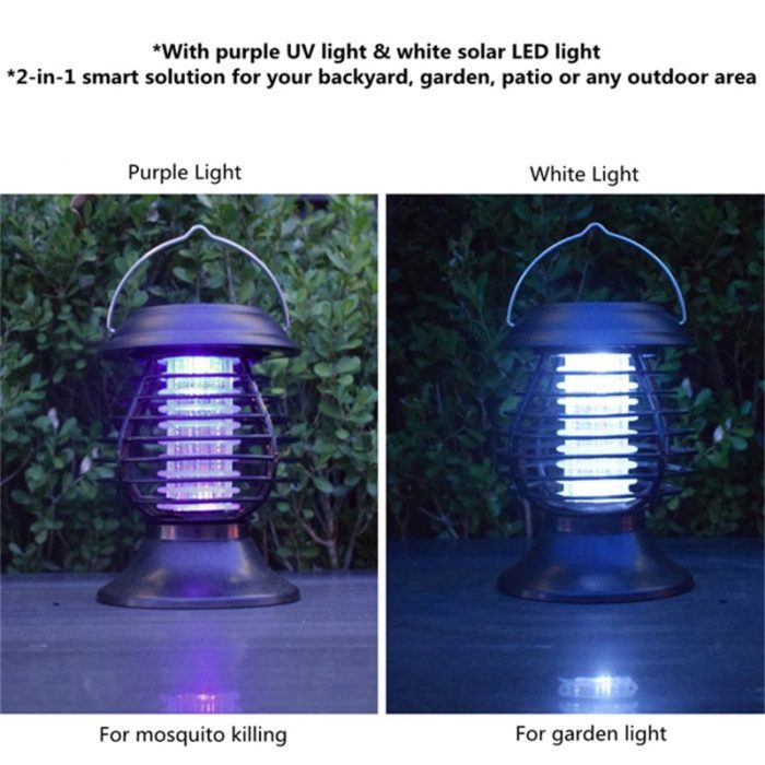 מנורה סולארית חסינת מים לחשמול יתושים וחרקים