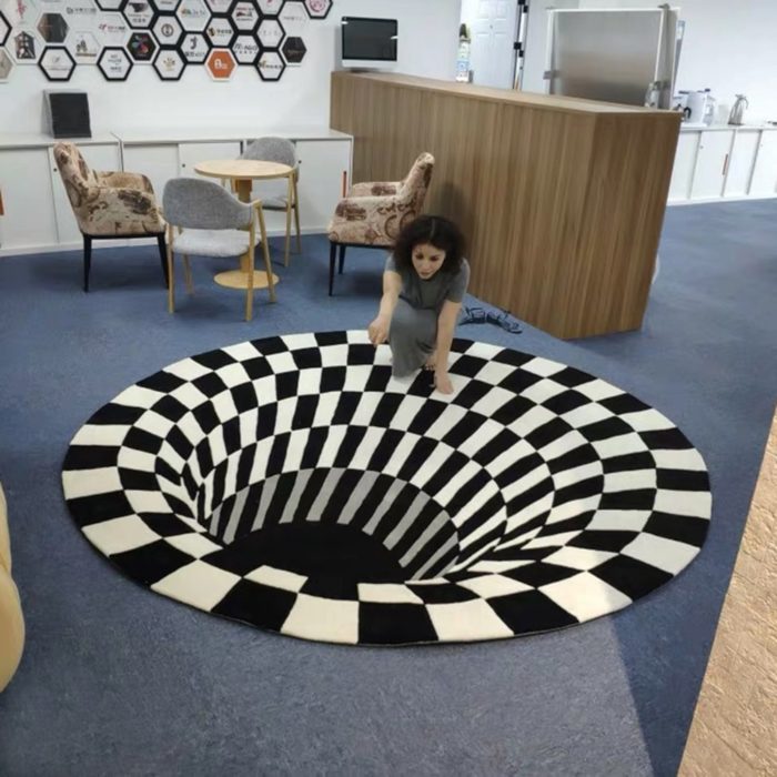 שטיח תלת מימדי מעוצב בצורה בור מציאותי