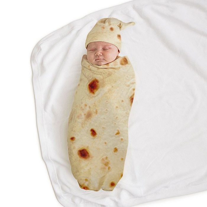 סט שמיכה וכובע לתינוק בצורת לאפה