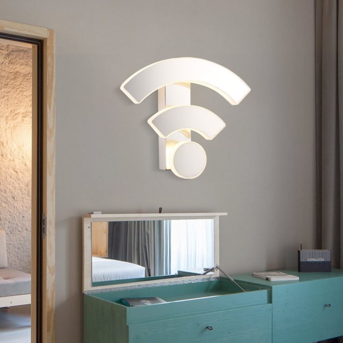 שלט דקורטיבי מודרני עם תאורה בצורת Wi-Fi