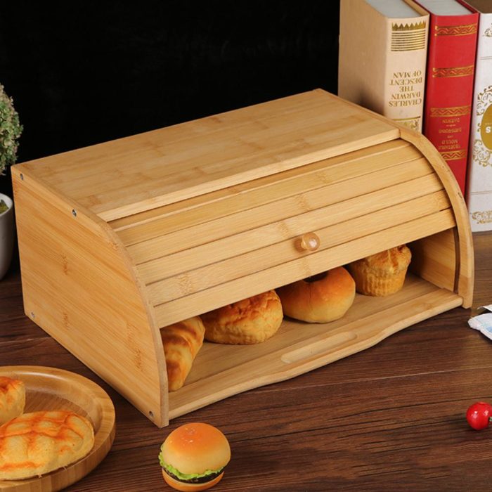קופסת אחסון לחם מעץ עם מכסה