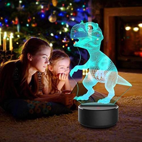 מנורת לילה מחליפה צבעים תלת מימד בצורת דינוזאור