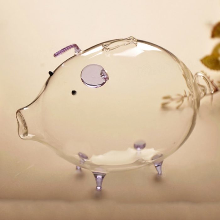 חזיר קופת חיסכון שקוף מזכוכית