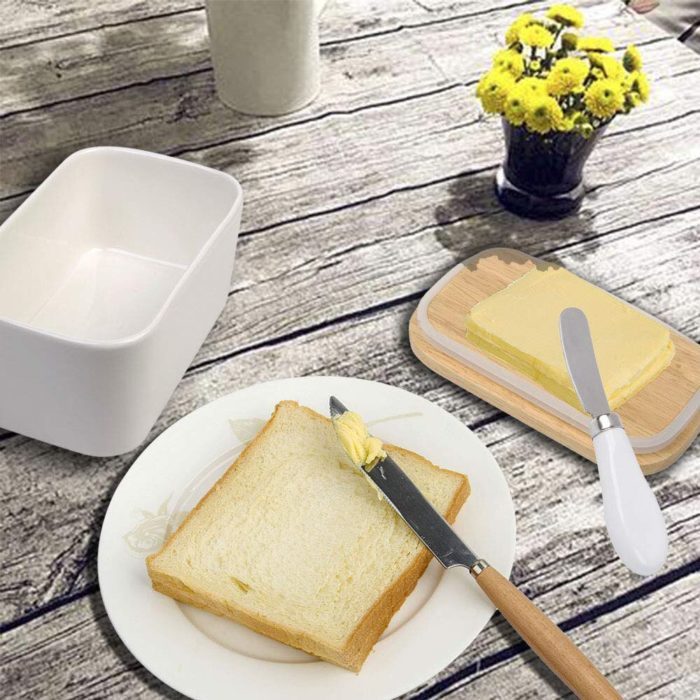 כלי לאחסון חמאה עם מכסה וסכין מקצועית