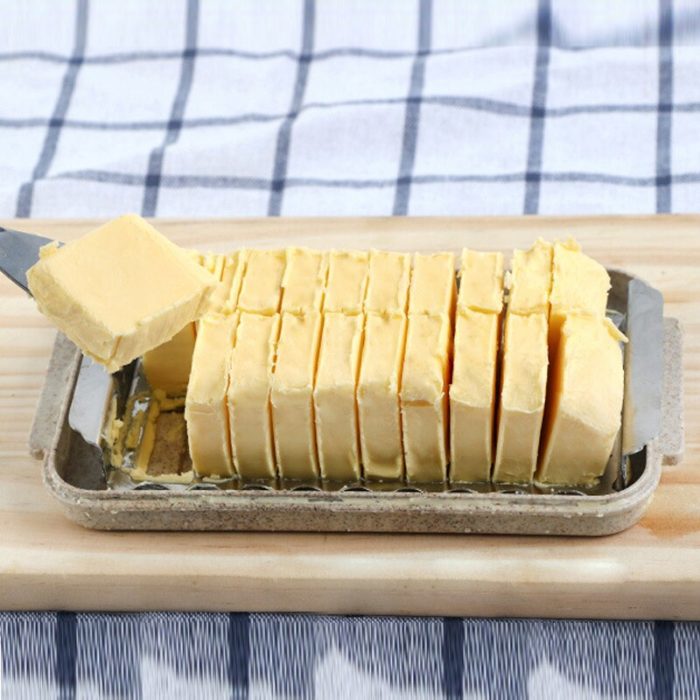 קופסה לאחסון חמאה עם חותך לקוביות ללא מאמץ