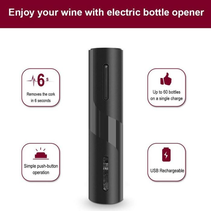 פותחן בקבוקי יין חשמלי נטען באמצעות כבל USB