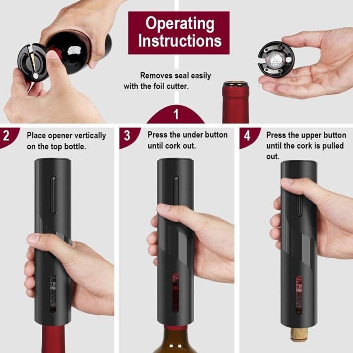 פותחן בקבוקי יין חשמלי נטען באמצעות כבל USB