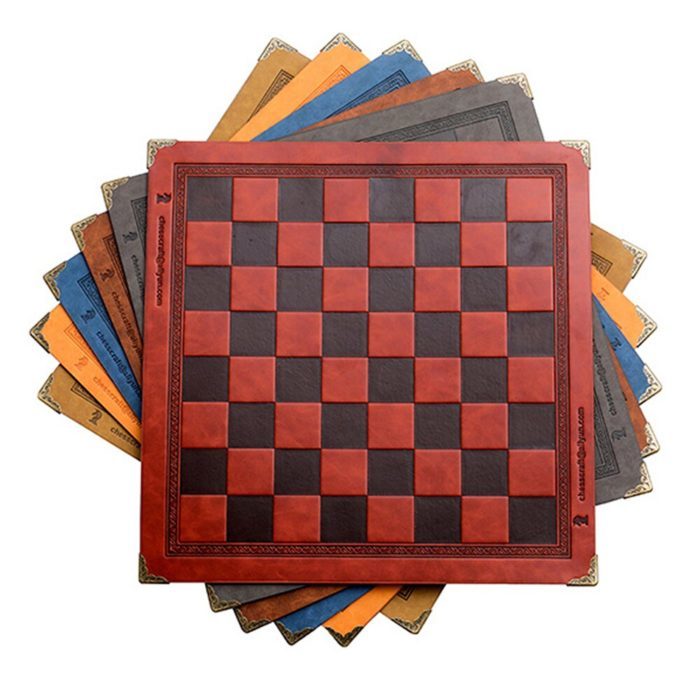 משטח שחמט ודמקה מתקפל מעור במגוון צבעים