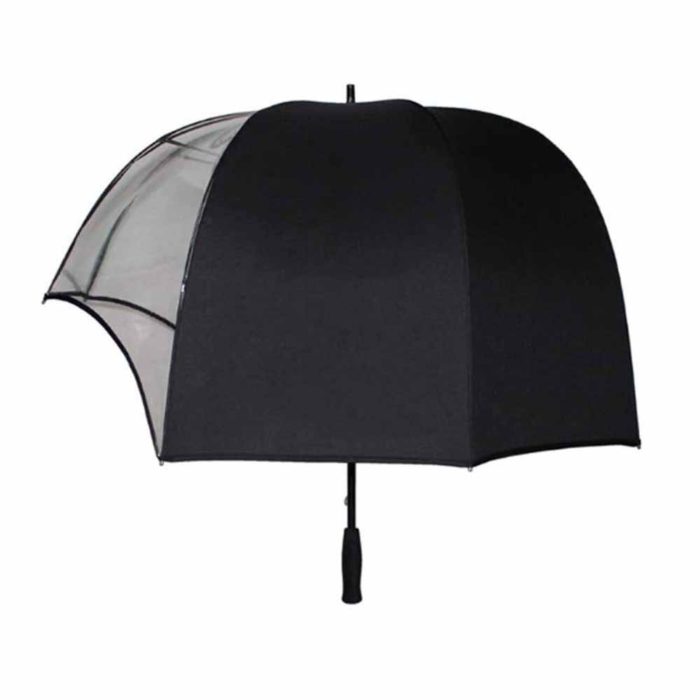 מטרייה בצורת כיפה עם דפנה שקופה לשמש