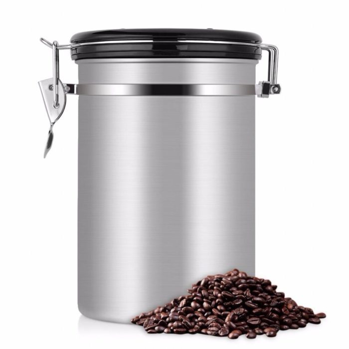 מיכל אטום לאחסון פולי קפה לשמירה על הטריות לאורך זמן