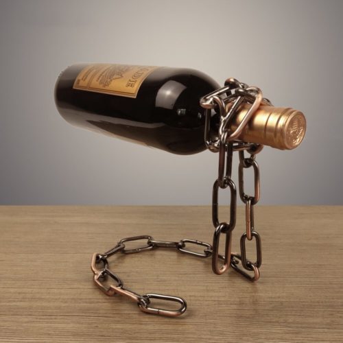 מחזיק בקבוק יין באוויר בצורת שרשרת ברזל