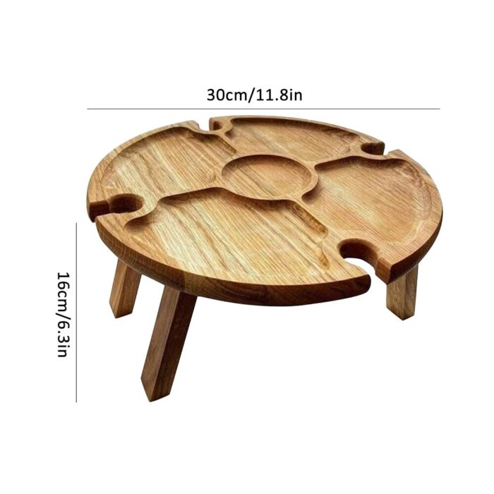 מיני שולחן עץ נמוך ומתקפל לפיקניק בטבע