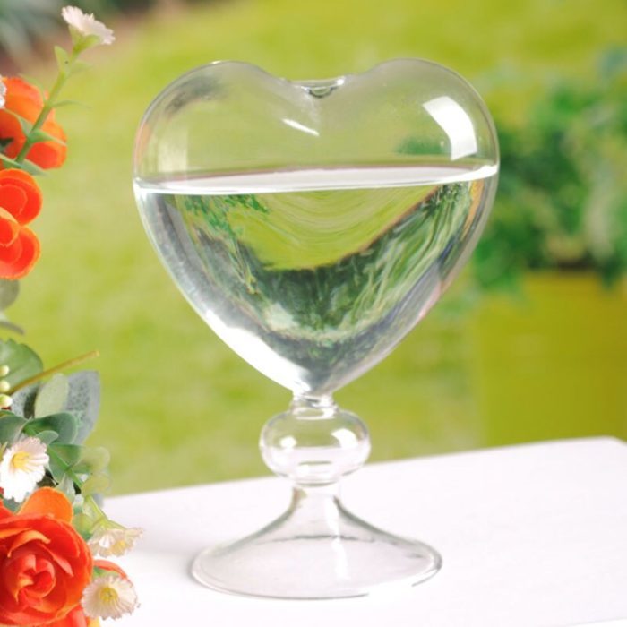 אגרטל זכוכית שקופה בצורת לב