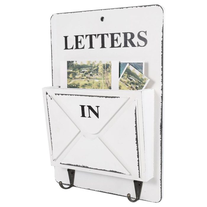 תיבת מכתבים מעוצבת מעץ עם ווים