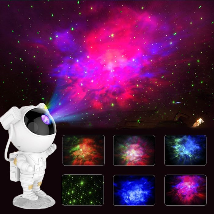 מנורת אסטרונאוט מקרינה אור כוכבים במגוון צבעים