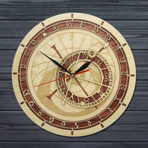 שעון קיר בעיצוב השעון האסטרונומי של פראג