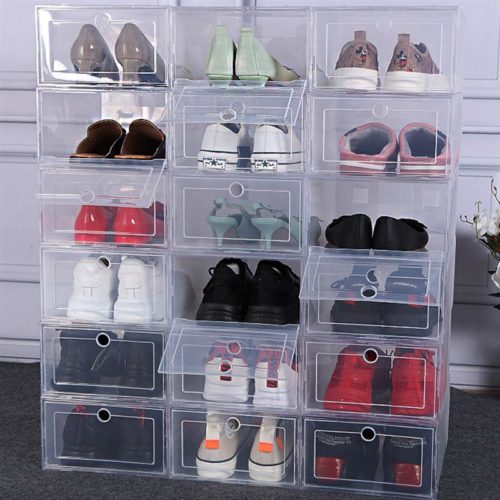 6 קופסאות שקופות לאחסון נעליים בצורה מסודרת