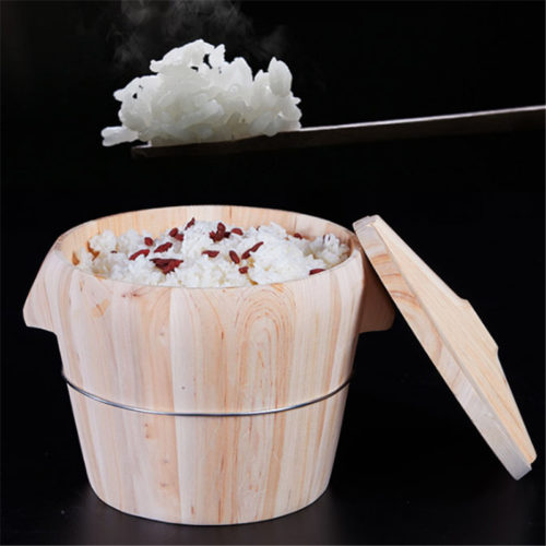 דלי עץ במבוק לאידוי אורז