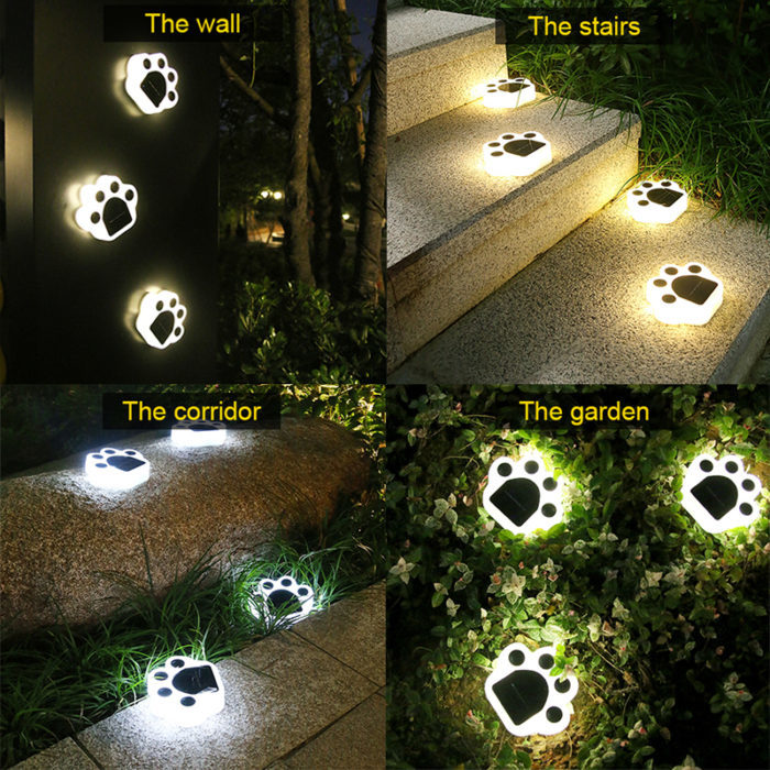 8 מנורות סולאריות לחצר בצורת כפות רגליים של כלב