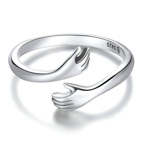 טבעת בגודל מתכוונן בעיצוב ידיים מחבקות