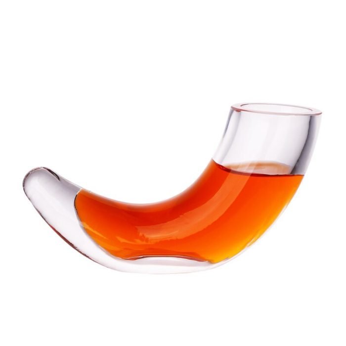 כוס שתייה בצורת קרן ויקינגים מזכוכית
