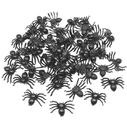 50 עכבישים מפלסטיק לקישוט והפחדה