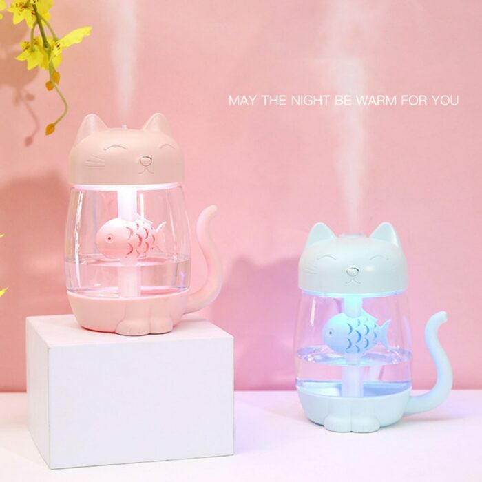 מכשיר אדים בצורת חתול משולב מנורת לילה ומאוורר
