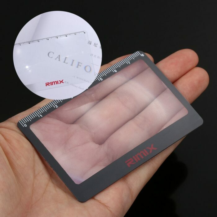 זכוכית מגדלת בגודל של כרטיס אשראי לאחסון נוח בארנק