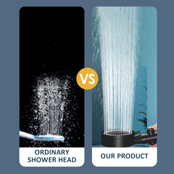 ראש מקלחת מגביר זרם וחוסך מים עם 5 מודים