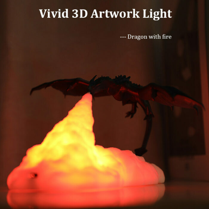 מנורת לילה בעיצוב דרקון יורה אש או קרח