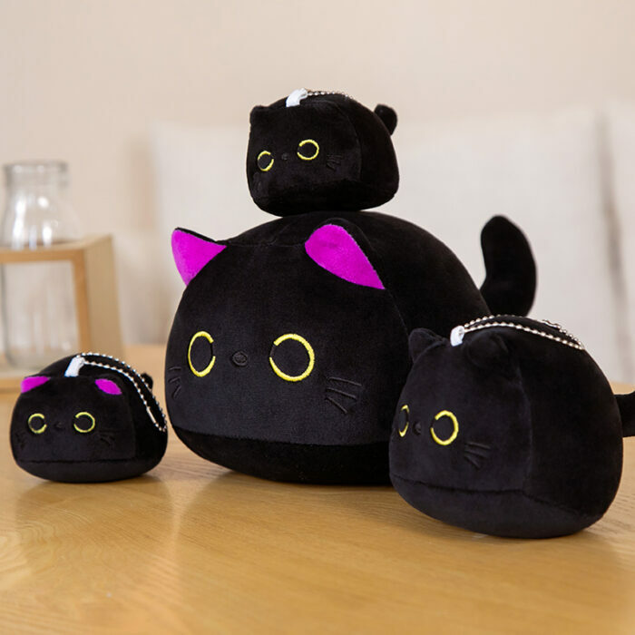 כרית עגולה רכה בעיצוב חתול שחור