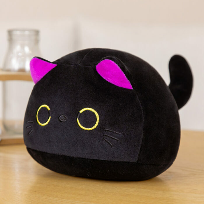 כרית עגולה רכה בעיצוב חתול שחור