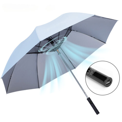 מטריה עם מאוורר מובנה נטען באמצעות כבל USB