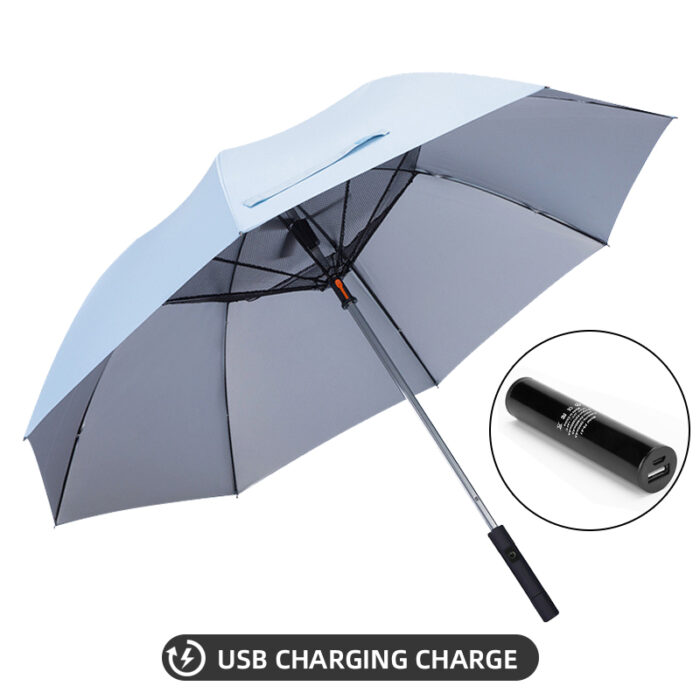 מטריה עם מאוורר מובנה נטען באמצעות כבל USB
