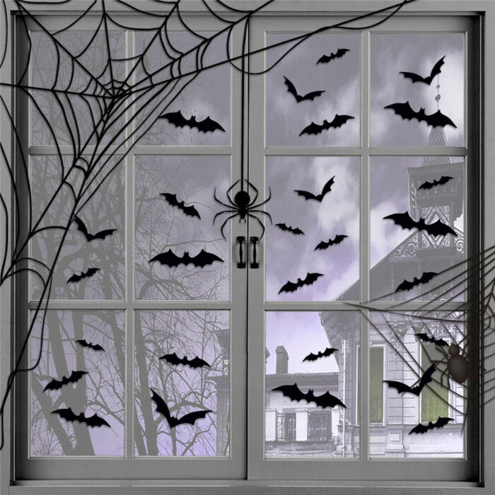48 מדבקות עטלף תלת מימד לקישוט קירות