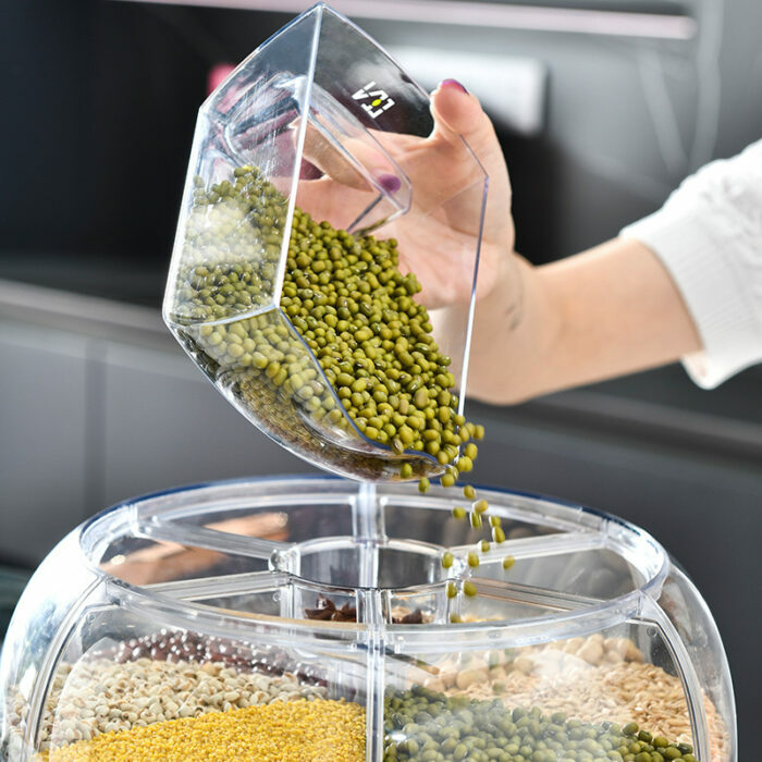מתקן מסתובב 360 לאחסון דגנים, אורז ואוכל יבש עם מזיגה קלה