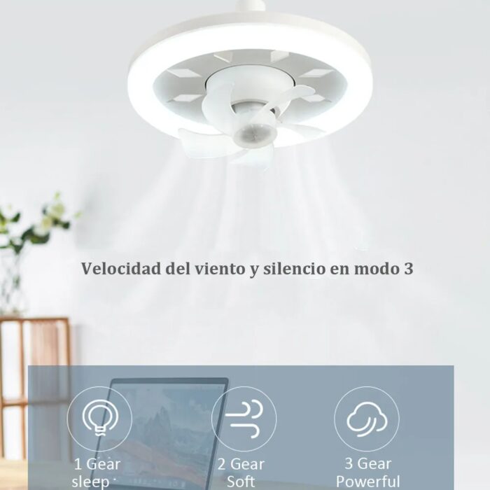 מנורה עם מאוורר מובנה 360° ו־3 מצבי תאורה ואוורור עם שלט