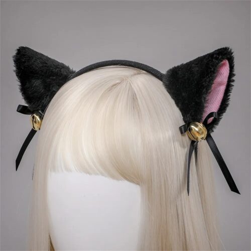 קשת לשיער עם אוזני חתול חמודות ופעמונים