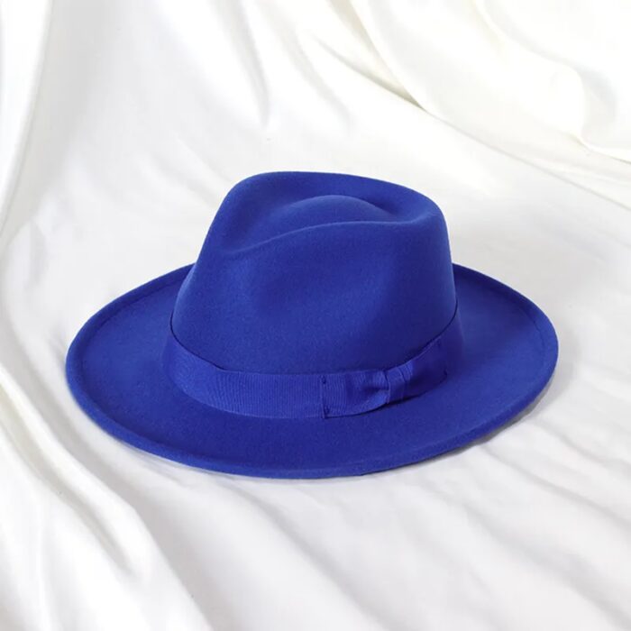 כובע פדורה ג'אז מעוצב אלגנטי עם רקמה מסביב