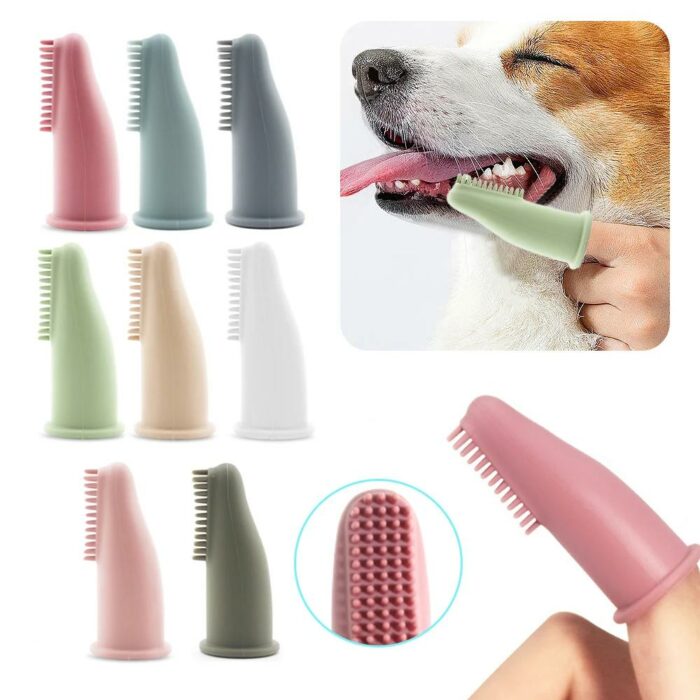 מברשת שיניים רכה לכלבים מתלבשת על האצבע (2 יחידות)