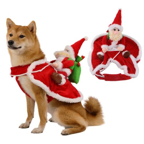 תחפושת לכלב בעיצוב סנטה קלאוס רוכב מעל